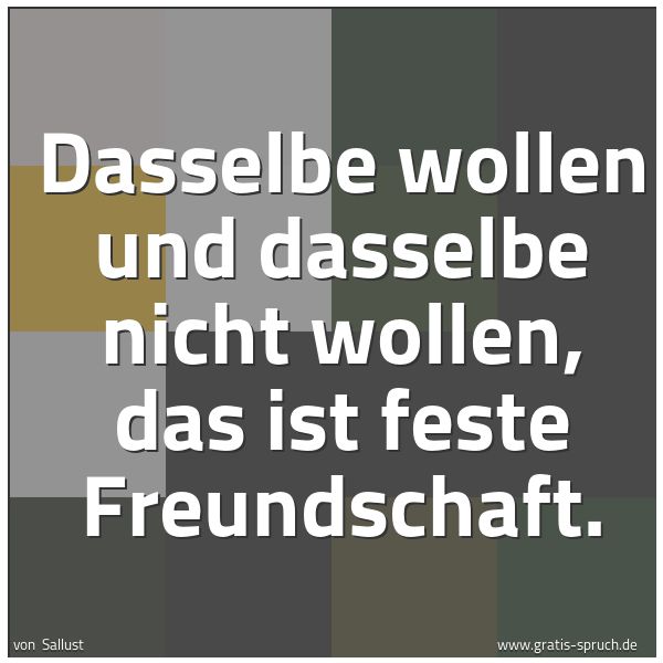 Quadratisches Spruchbild: Dasselbe wollen und dasselbe nicht wollen, das ist feste Freundschaft.