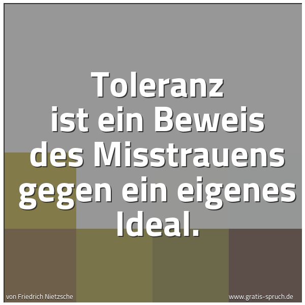 Quadratisches Spruchbild: Toleranz ist ein Beweis des Misstrauens gegen ein eigenes Ideal.