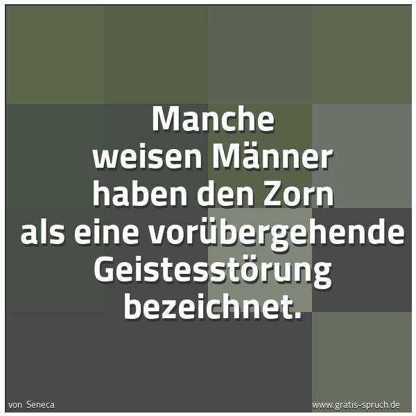 Quadratisches Spruchbild: Manche weisen Männer haben den Zorn als eine vorübergehende Geistesstörung bezeichnet.