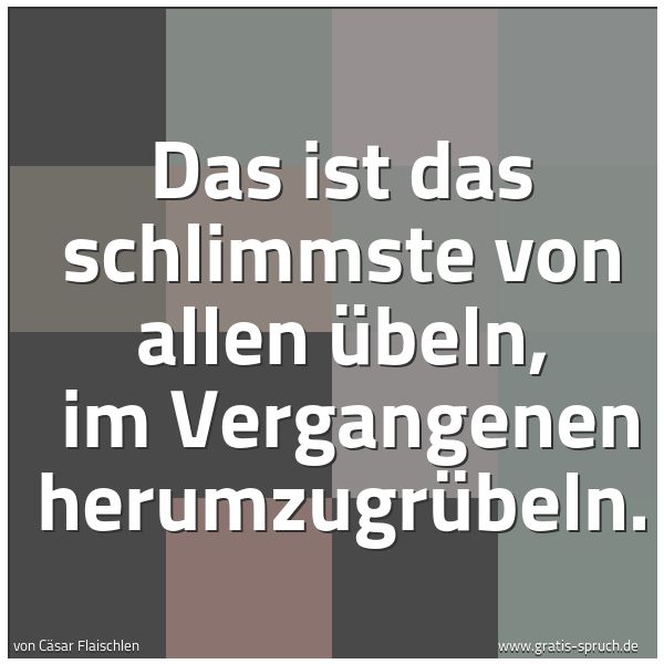 Quadratisches Spruchbild: Das ist das schlimmste von allen Übeln,  im Vergangenen herumzugrübeln.