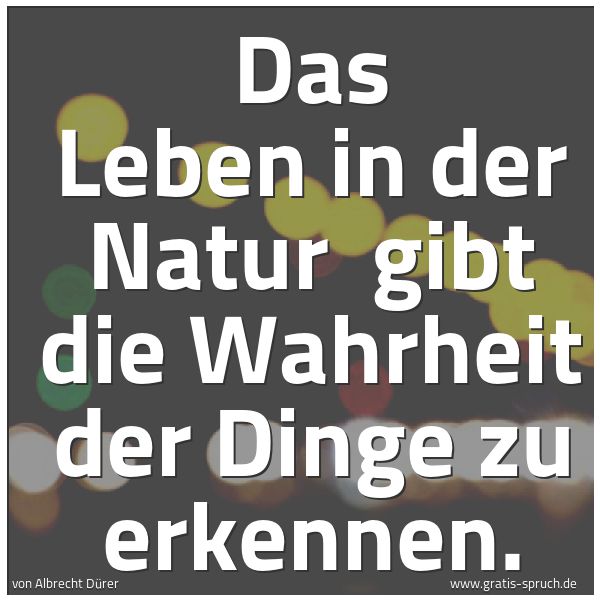 Quadratisches Spruchbild: Das Leben in der Natur  gibt die Wahrheit der Dinge zu erkennen.