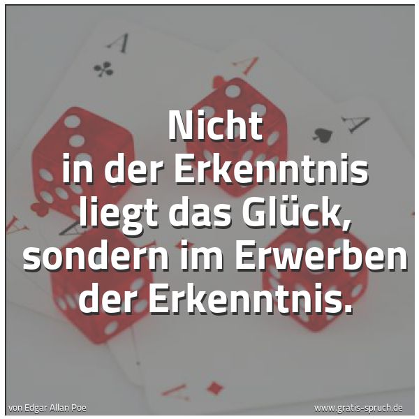Quadratisches Spruchbild: Nicht in der Erkenntnis liegt das Glück, sondern im Erwerben der Erkenntnis.