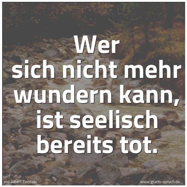 Quadratisches Spruchbild: Wer sich nicht mehr wundern kann, ist seelisch bereits tot.