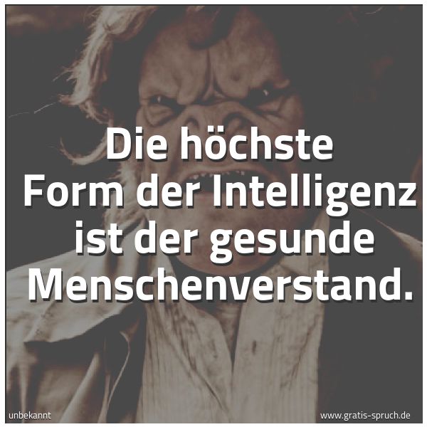 Quadratisches Spruchbild: Die höchste Form der Intelligenz  ist der gesunde Menschenverstand.