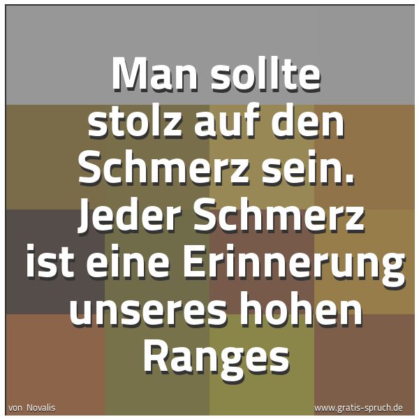 Quadratisches Spruchbild: Man sollte stolz auf den Schmerz sein.  Jeder Schmerz ist eine Erinnerung unseres hohen Ra …