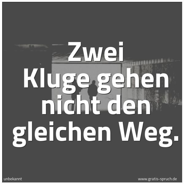 Quadratisches Spruchbild: Zwei Kluge gehen nicht den gleichen Weg.