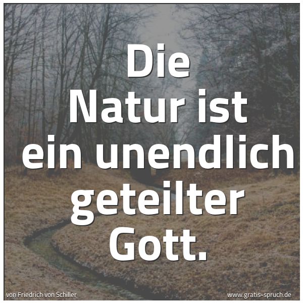 Quadratisches Spruchbild: Die Natur ist ein unendlich geteilter Gott.
