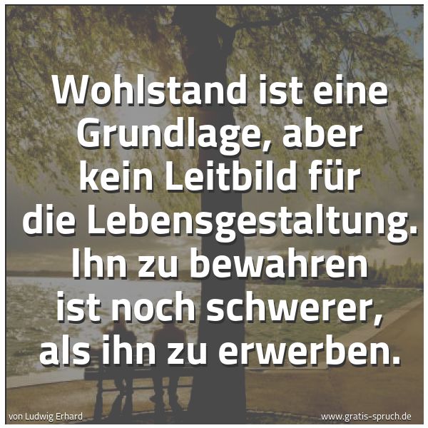Quadratisches Spruchbild: Wohlstand ist eine Grundlage, aber kein Leitbild für die Lebensgestaltung. Ihn zu bewahren …
