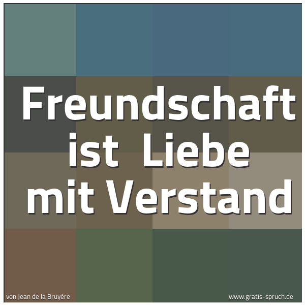 Quadratisches Spruchbild: Freundschaft ist  Liebe mit Verstand