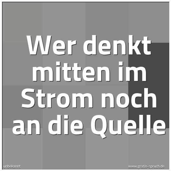 Quadratisches Spruchbild: Wer denkt mitten im Strom noch an die Quelle
