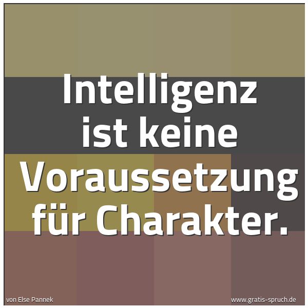 Quadratisches Spruchbild: Intelligenz ist keine Voraussetzung für Charakter.