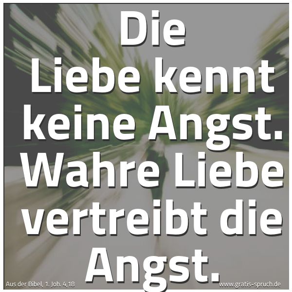 Quadratisches Spruchbild: Die Liebe kennt keine Angst. Wahre Liebe vertreibt die Angst.